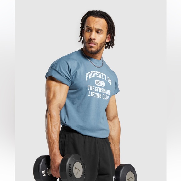 Gymshark Property Of T-Shirt XL Faded Blue - Picture 9 of 10